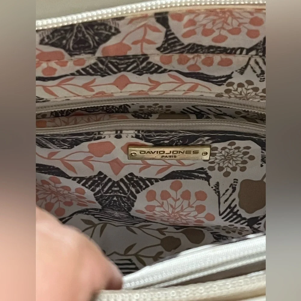 David Jones Paris Yellow and Cream Women's Bag